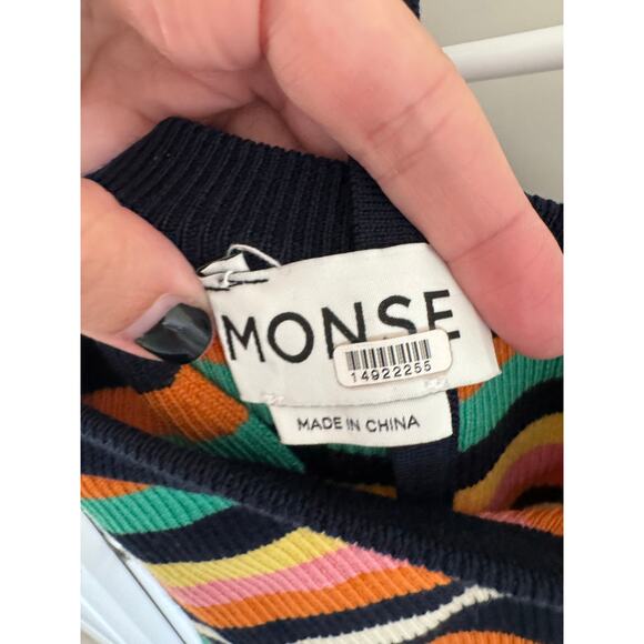 Monse One Sleeve Halter Merino Wool Striped Ribbed Knit 
Midi Dress Small - Picture 4 of 5